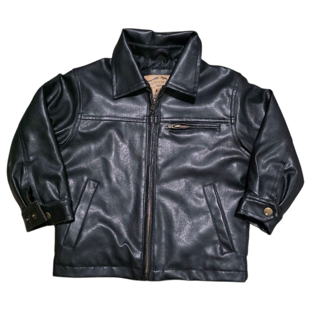 Children Black Faux Leather Jacket 2T By Whispering Smith
